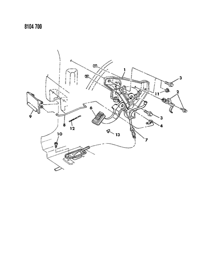 1988 Dodge 600 Sedan Lever - Parking Brake Diagram