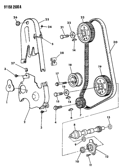1991 Dodge Shadow Camshaft Gear Diagram for 4448690