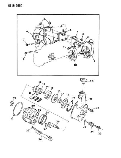 1986 Dodge Omni Power Steering Pump & Attaching Parts Diagram 2 - Thumbnail