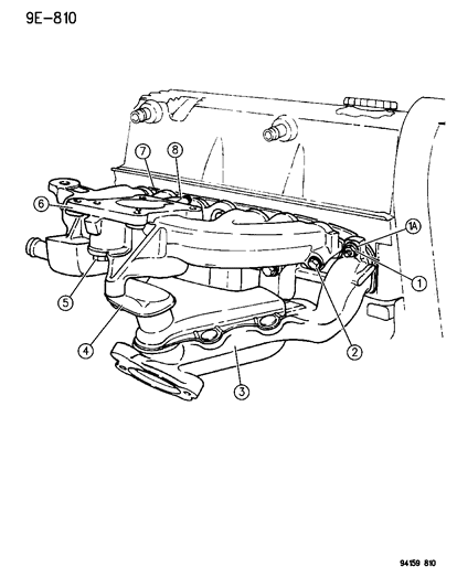 1994 Dodge Shadow Manifolds - Intake & Exhaust Diagram 1 - Thumbnail