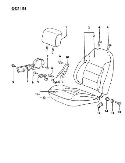 1992 Dodge Colt Front Seat Diagram 3 - Thumbnail