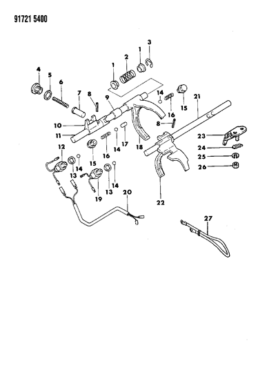 1991 Dodge Ram 50 Control, Shift - Transfer Case of Manual Transmission Diagram