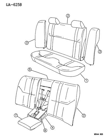 1995 Chrysler Cirrus Rear Seat Diagram 2 - Thumbnail