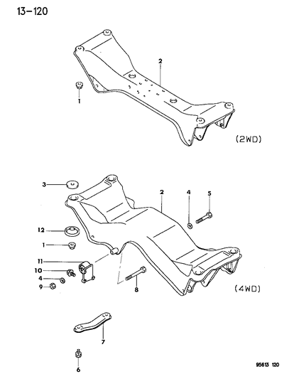 1996 Chrysler Sebring Coupe Frame, Rear Diagram