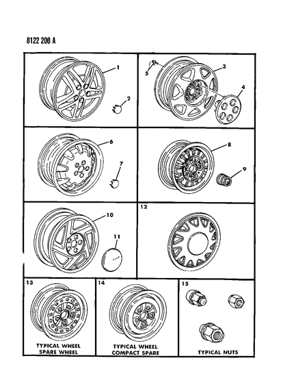 1988 Dodge Shadow Wheels & Covers Diagram