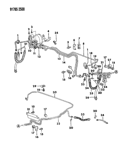 1991 Dodge Colt Lines & Hoses Diagram 2 - Thumbnail