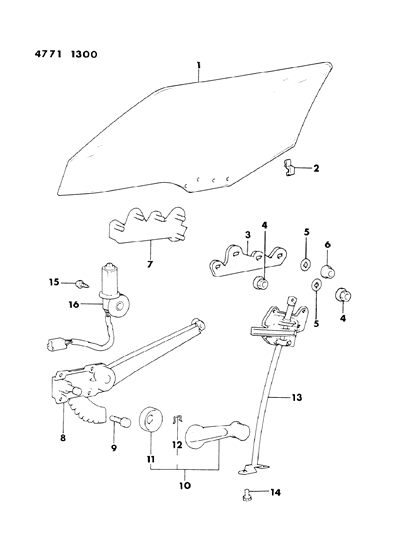 1984 Chrysler Conquest Door, Front Glass & Regulators Diagram