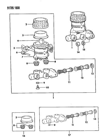 1991 Dodge Colt Master Cylinder Diagram 2 - Thumbnail
