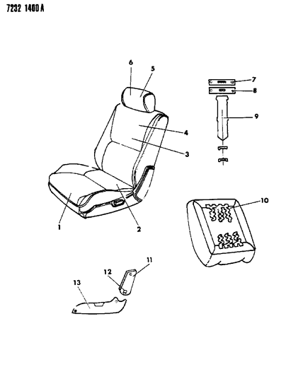 1987 Dodge Shadow Front Seat Diagram 3 - Thumbnail