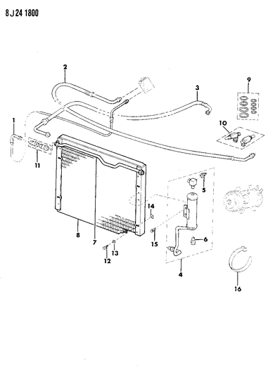 1990 Jeep Comanche Receiver/Drier, Condenser & Hoses Diagram 1 - Thumbnail