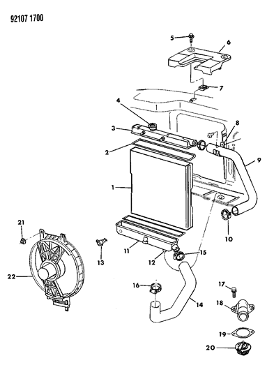 1992 Dodge Caravan Radiator & Related Parts Diagram 3 - Thumbnail