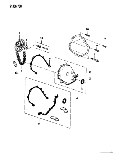 1991 Jeep Comanche Timing Cover & Intermediate Shaft Diagram 2 - Thumbnail