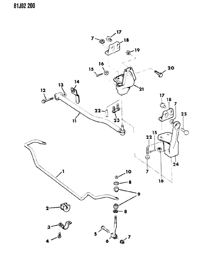 1986 Jeep Comanche Bar, Front Stabilizer Diagram