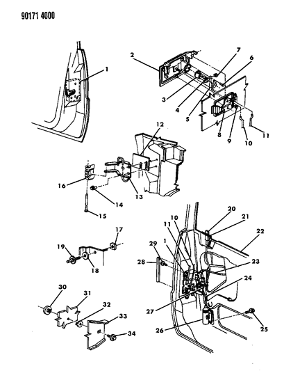 1990 Chrysler Imperial Handle, Exterior Diagram for X244HA1
