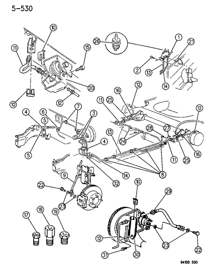 1994 Chrysler LeBaron GTC Lines & Hoses, Brake Diagram 2 - Thumbnail