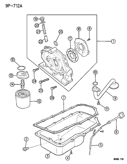 1996 Chrysler Sebring Convertible Engine Oiling Diagram 1 - Thumbnail
