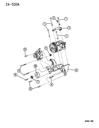 1996 Dodge Ram 2500 Mounting - Compressor Diagram 1 - Thumbnail