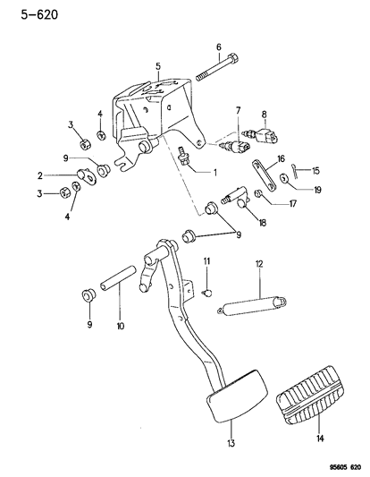 1995 Dodge Avenger Stoplamp Switch Diagram for MR122560