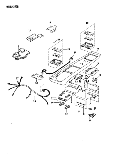 1993 Jeep Cherokee Housing, Console Diagram for 4740020