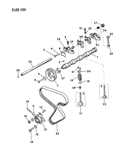 1986 Jeep Comanche Camshaft & Valves , And Piston Diagram 2 - Thumbnail