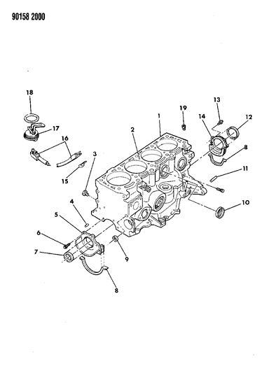 1990 Chrysler New Yorker Base Model Cylinder Block Diagram 1 - Thumbnail