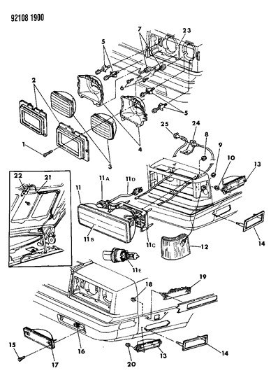 1992 Dodge Dynasty Side Marker Lamp Diagram for 5262017