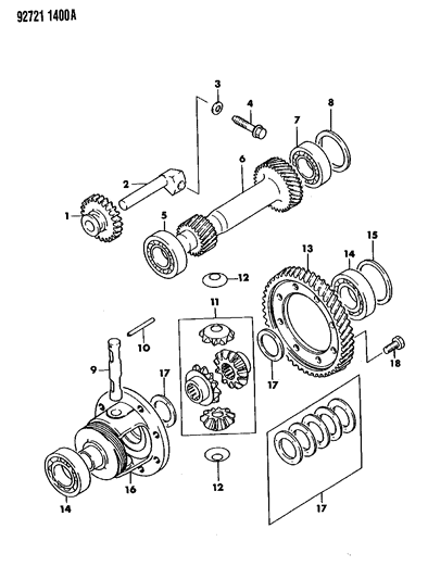 1993 Dodge Stealth Shaft, Reverse Idler Gear Diagram for MD744091
