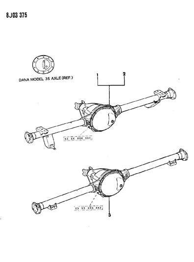 1990 Jeep Comanche Axle Assembly, Rear Diagram 1 - Thumbnail
