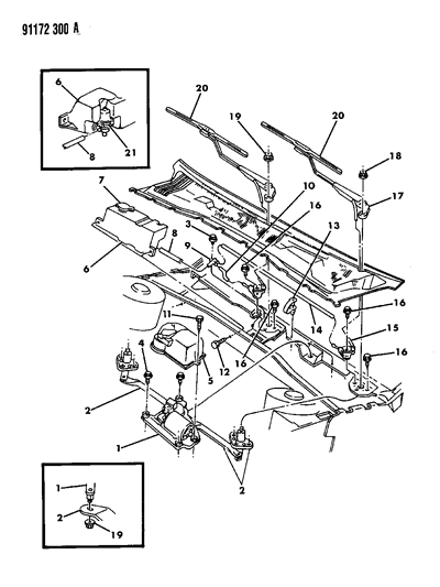 1991 Chrysler LeBaron Arm, Wiper Diagram for 4389255