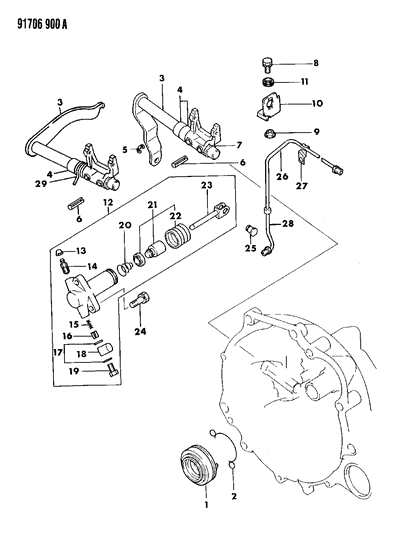 1991 Dodge Colt Controls, Clutch Diagram 1 - Thumbnail