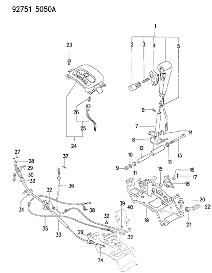 1994 Dodge Colt Controls, Gearshift of Automatic Transmission Diagram 4 - Thumbnail