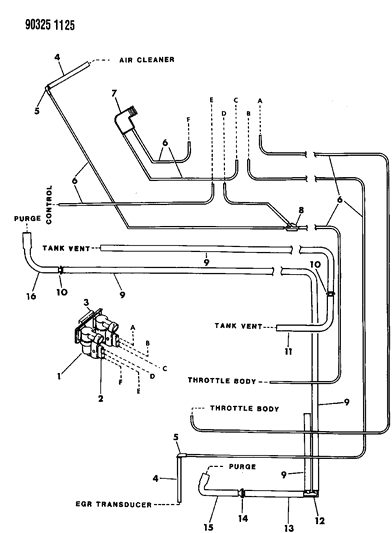 1991 Dodge Dakota Emission Control Vacuum Harness Diagram 1 - Thumbnail