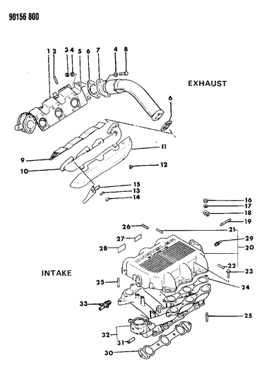 1990 Chrysler New Yorker Base Model Manifolds - Intake & Exhaust Diagram 2 - Thumbnail