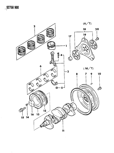 1994 Dodge Colt Crankshaft & Piston Diagram 3 - Thumbnail