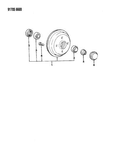 1991 Dodge Colt Brake, Drum And Bearings, Rear Diagram 2 - Thumbnail