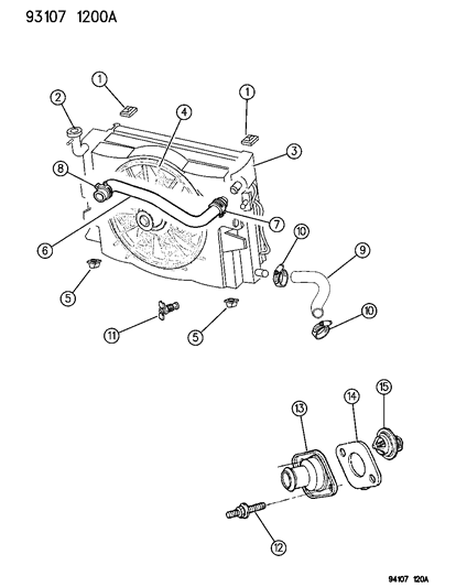 1993 Dodge Caravan Radiator & Related Parts Diagram 1 - Thumbnail