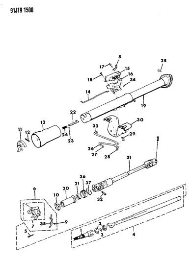 1991 Jeep Comanche Housing - Steering Column Lower Diagram 4 - Thumbnail