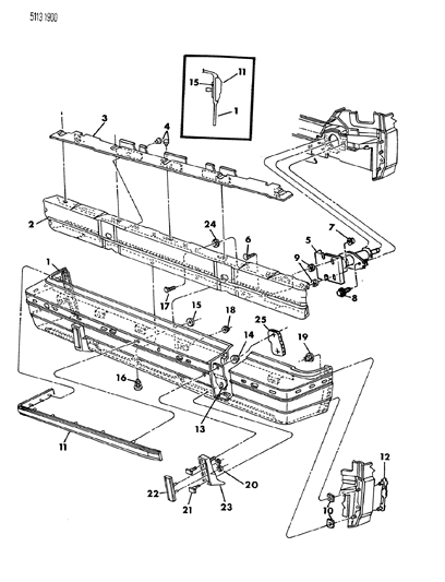1985 Chrysler Executive Limousine Bumper, Rear Diagram 2 - Thumbnail
