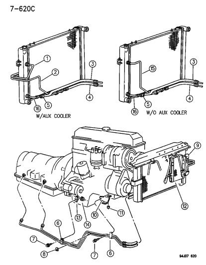 1994 Jeep Grand Cherokee Oil Cooler & Lines Diagram 1 - Thumbnail