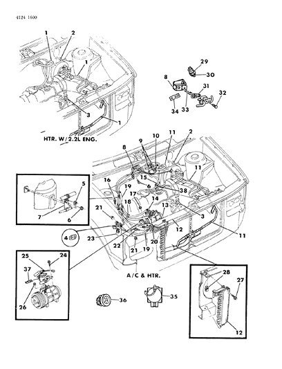 1984 Dodge Caravan Plumbing - A/C & Heater Diagram 1 - Thumbnail