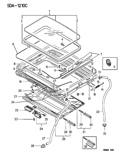 1995 Dodge Avenger Pipe, Sunroof Drain 11X1920 Diagram for MB507679