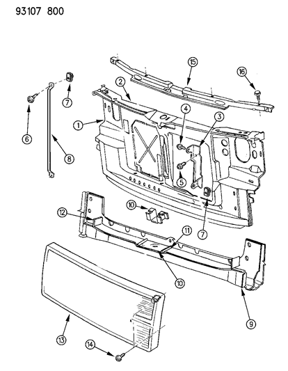 1993 Dodge Grand Caravan Grille, Radiator Diagram for 4576763