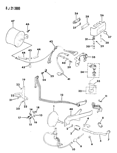 1987 Jeep J10 Controls Switch, Transfer Case Vacuum Diagram 1 - Thumbnail