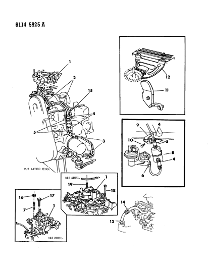 1986 Chrysler LeBaron Base Carburetor Fuel Filter & Related Parts Diagram 1 - Thumbnail