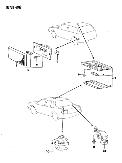 1990 Dodge Colt Lamp, Dome (Gray) W/O Cargo Lamp, Beige/Sand Diagram for MB217797