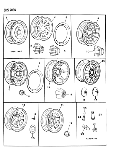 1988 Dodge W350 Hub Cap Diagram for 4284875