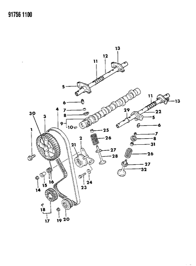1991 Dodge Stealth Camshaft & Valves Diagram 2 - Thumbnail
