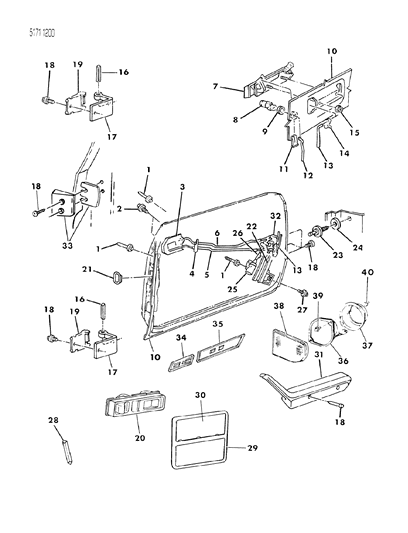1985 Chrysler Executive Limousine Door, Front Shell, Handles And Controls Diagram 1 - Thumbnail