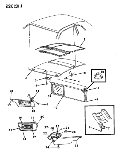 1992 Chrysler LeBaron Visor, W/Corner Cap And Arm (For Illuminated Vanity Mirror) Diagram for AS06LAZ