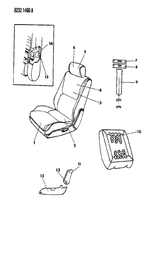 1988 Dodge Shadow Front Seat Diagram 3 - Thumbnail